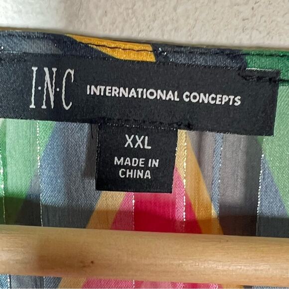 NWT INC International Concepts Colorful Chevron Top shirt blouse sz large L B128 - Picture 2 of 5